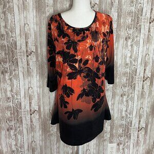 Azalea by Firmiana Orange Floral Ombre Tunic size 1X